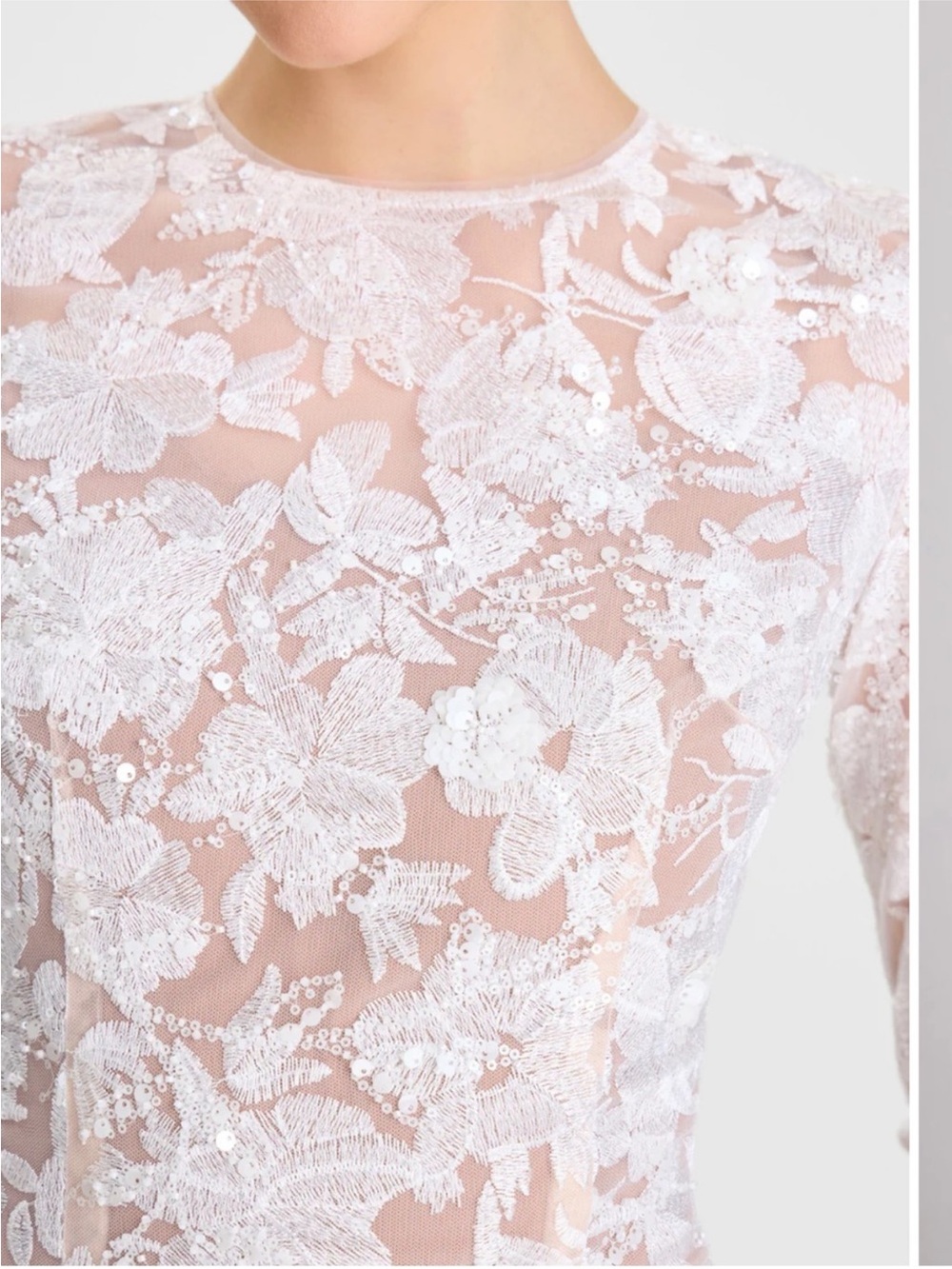 Nadine Merabi Sasha White Maxi Dress Long Sleeve Lace Floor Length - Picture 4 of 15